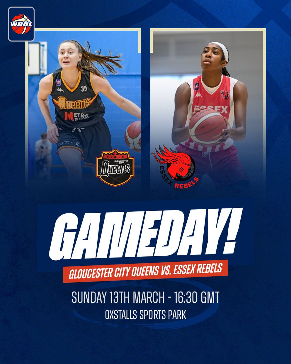 SprLeagueBballW's tweet photo. ‼️ 𝗚𝗔𝗠𝗘𝗗𝗔𝗬
👑 @GlosCityQueens 🆚 @EssexRebels 🔴
🏆 WBBL Championship
📍 Oxstalls Sports Park
⏰ 16:30pm
#BritishBasketball https://t.co/aPrplBlu54