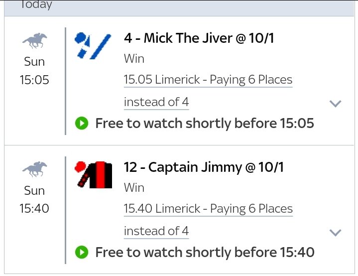 ExtraPlacePunts's tweet image. No joy from my (two) Week 2 bets so far, and not even close on either of them.

Having an EW double today on the two races at Limerick which are paying 6 places each with #Skybet

Both selections should be capable of making the frame, but will they... 

🤞🏇🏾🏇🏼