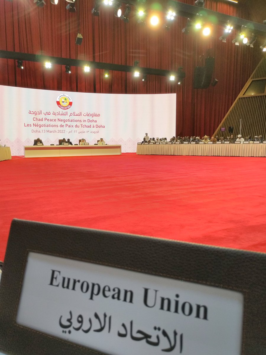 À Doha, representant #UE à l'ouverture negotiations de paix du #Tchad. Demonstration de notre soutient au processus de transition. Opportunité cruciale que toutes parties prenantes doivent saisir avec détermination et courage <a href="/eu_eeas/">European External Action Service - EEAS 🇪🇺</a> <a href="/UEauTchad/">L'UE AU TCHAD 🇪🇺</a> <a href="/EUtoAU/">EU Delegation to AU</a>