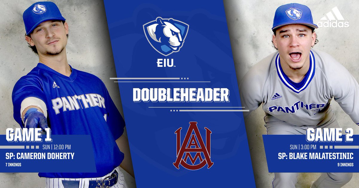 EIU_Baseball's tweet photo. 𝐆𝐀𝐌𝐄𝐃𝐀𝐘

The Panthers look to take the series today with a doubleheader starting at noon. Follow our Twitter for game updates! 

🆚 : Alabama A&amp;M
🕐 : 12:00 &amp; 3:00 PM https://t.co/vq90DLrUl7