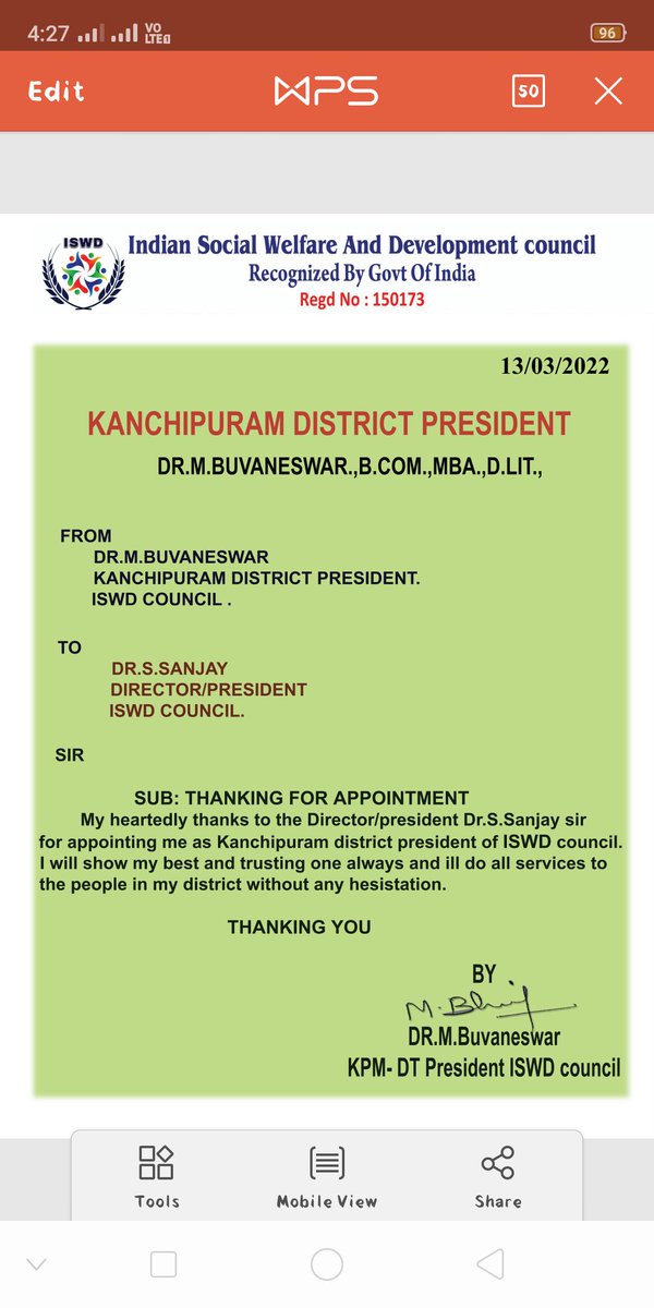 BuvaneswarB's tweet photo. @ISWDCouncil @DrSSanjayoffl Thanks to director/president Dr.S.Sanjay sir for appointing me as a kanchipuram district president of ISWD council @seshadri001 @annamalai_fan https://t.co/tRuXGYHZl0