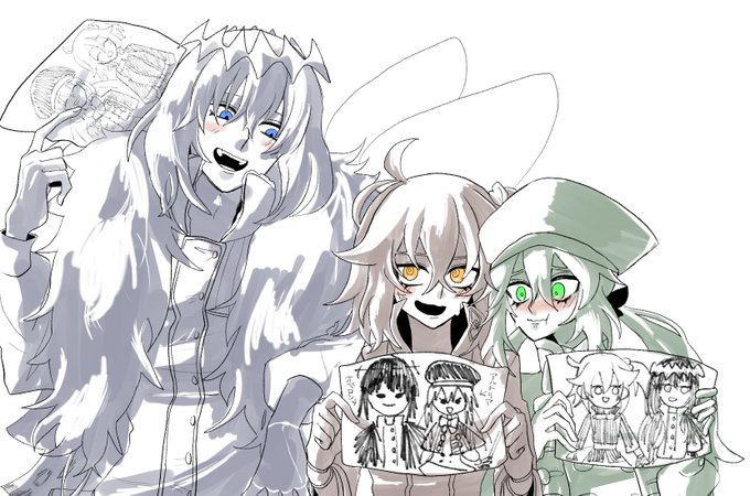躍動トリオに似顔絵描いてもらったよ(オベぐだアルキャス) 