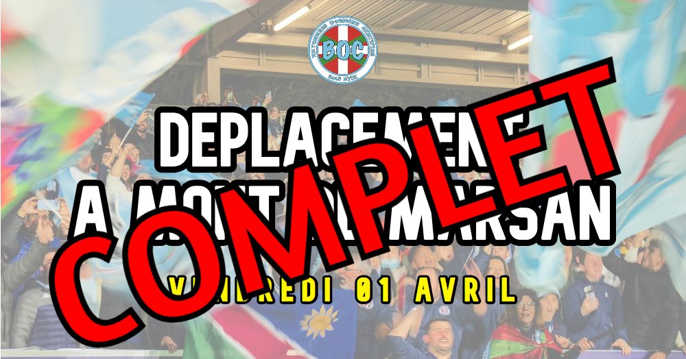 Vous êtes magnifiques ‼️

Les 2 bus sont complets pour le déplacement du 1er avril à Mont de Marsan, et tout ça en seulement 4 jours 🤯

Ça s'annonce bouillant 🔥