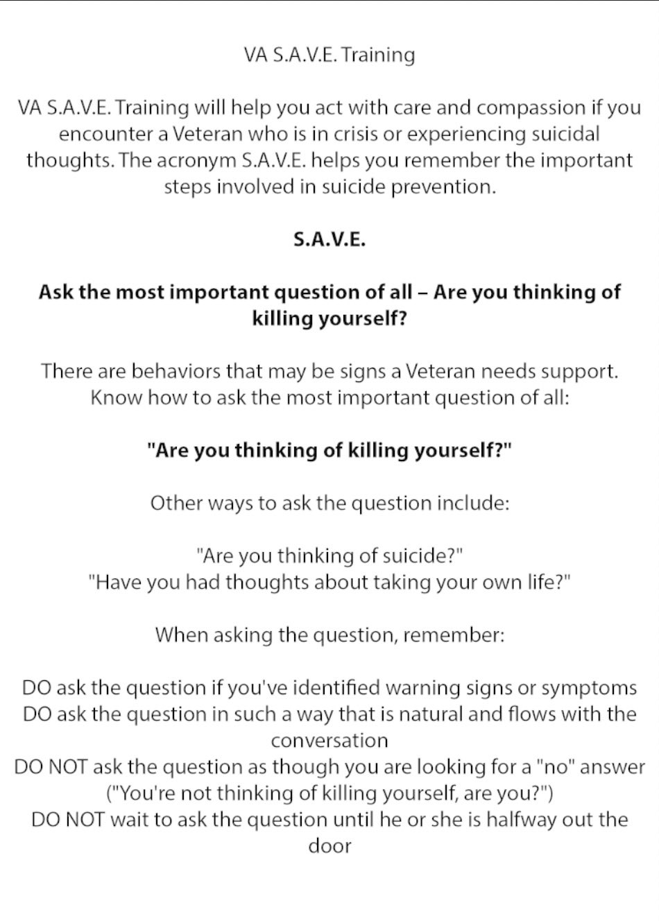 Ren on Twitter "10/ VA S.A.V.E. Training VA S.A.V.E. Training will