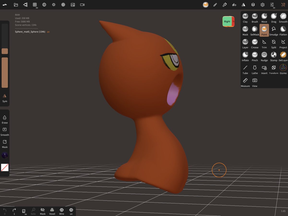猫の作り方を教わりながらテクスチャどうしようって思ったんですが、ようかいとりものちょう で描いてるテン丸ぽくしてみました

耳になんかスピード感出したいなとか思って後ろに向けたりしてモデルを作ってたので実際のテン丸とはかなりちがいます😇 