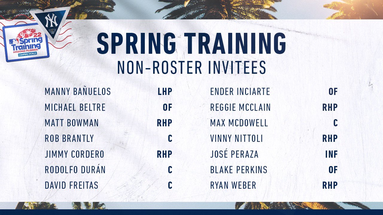 New York Yankees on X: The Yankees have invited 14 non-roster