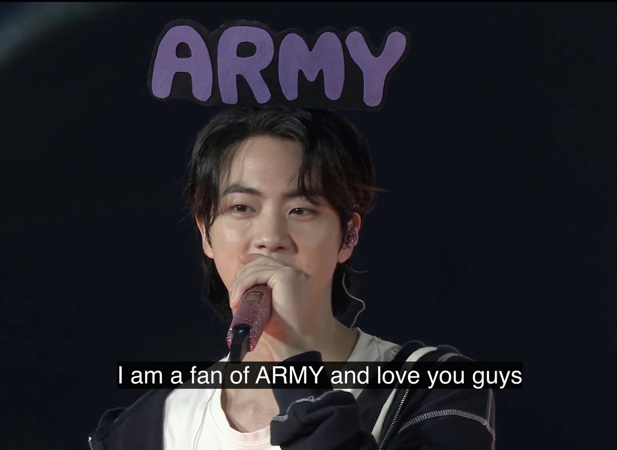 JinBase_'s tweet photo. Never forget what he said. Never 😭💜 

WE LOVE YOU TOO JIN 

#JIN #진 #방탄소년단진 #BTSJIN #BTS @BTS_twt https://t.co/nTnXmsyWLo