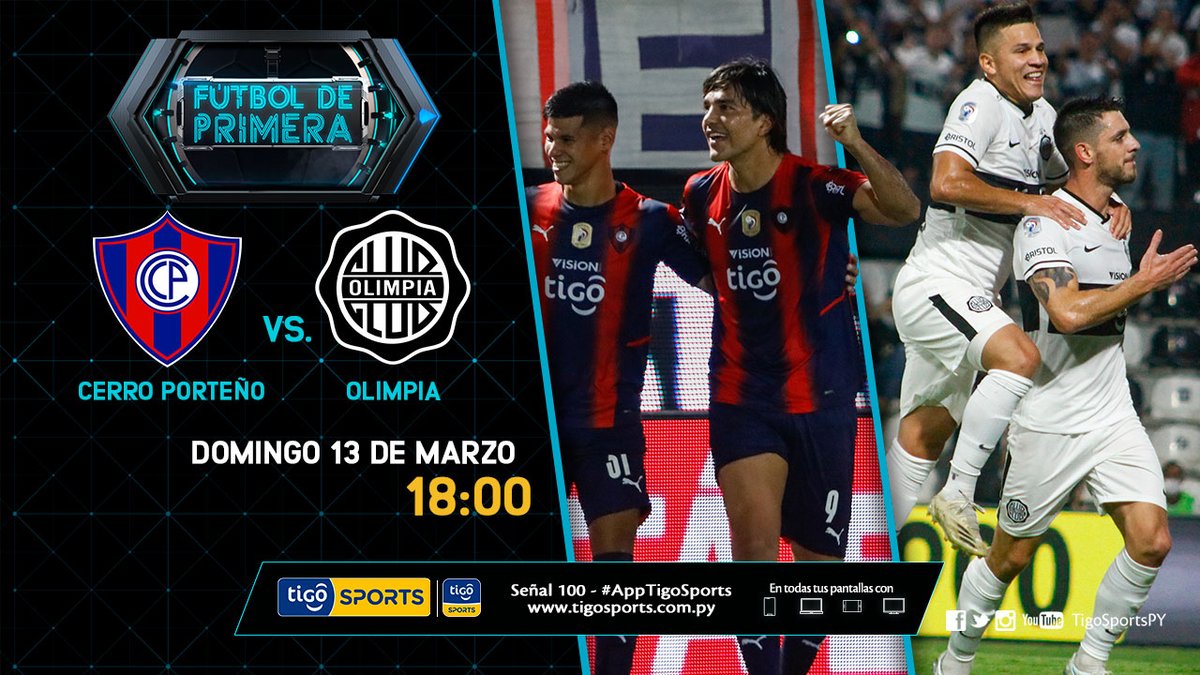 CENTRAN LA ATENCIÓN DE TODOS
Este día domingo es exclusivo para otra edición del superclásico del fútbol paraguayo. #CerroPorteño y #Olimpia juegan en La Nueva Olla, por la sexta fecha del campeonato Apertura. 
Comienza a las 18:00 y con una gran cobertura de #TigoSports.
