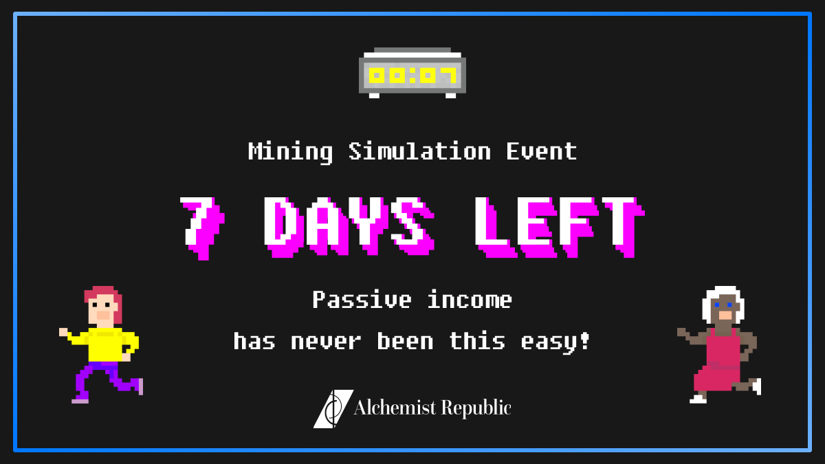 Blue_Baikal's tweet photo. Still 7 days left until the end of the BBC Mining Simulation event!
Hurry and get any #NFTs on #alchemistrepublic and earn staking rewards!
Event details: https://t.co/Z9ZVop9Jj8
#crypto #event #P2E https://t.co/WVnMFys2cC