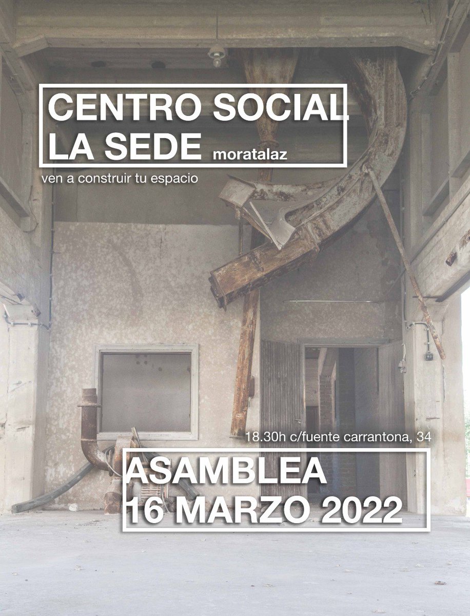 Esta semana tenemos asamblea de todos los colectivos y personas que formamos el <a href="/SocialSede/">Centro Social La Sede</a> 

 Si te interesa participar, colaborando o llevando nuevas iniciativas, no dudes en pasarte