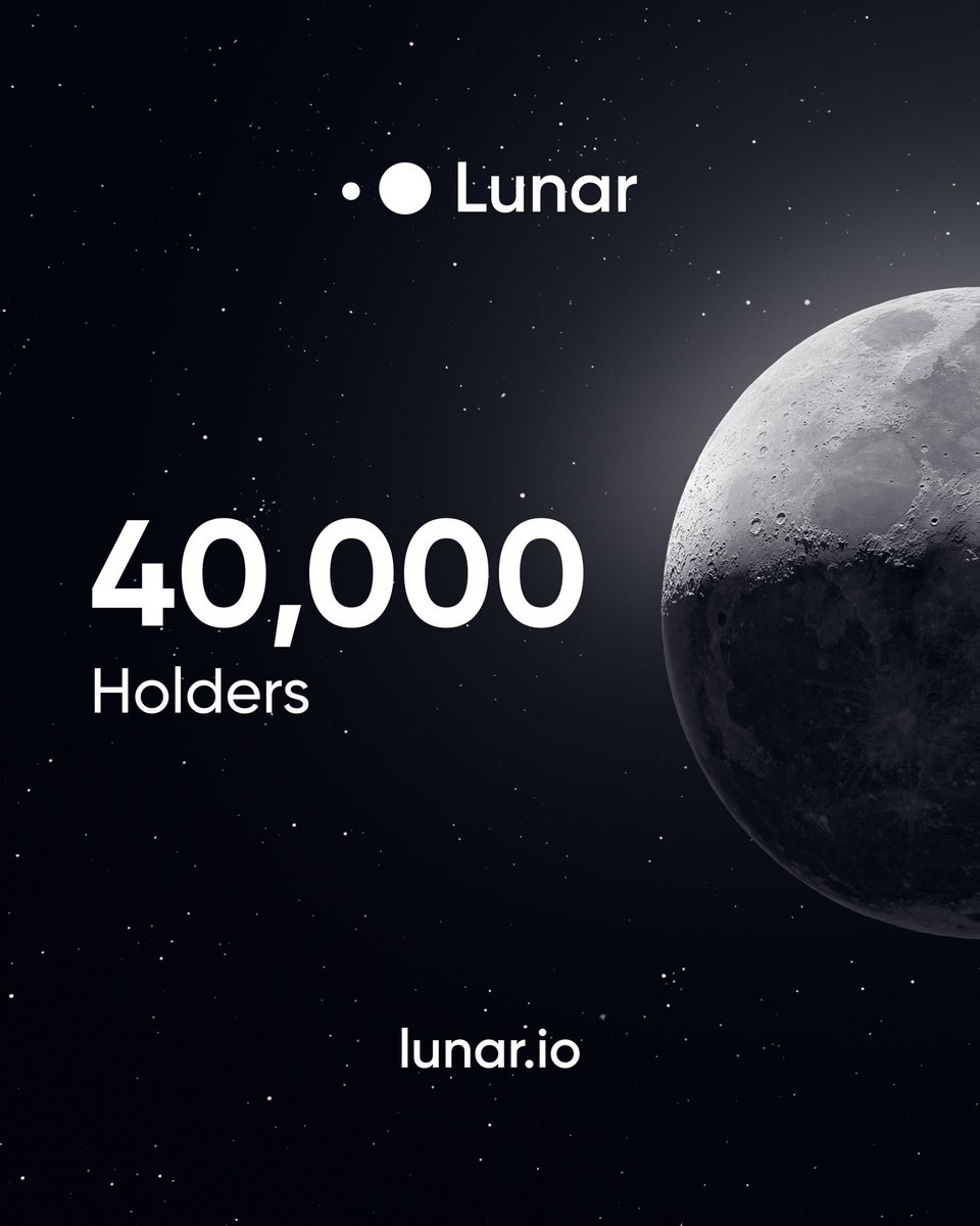 LNRDAO's tweet photo. Lunar has reached over 40,000 holders!  We’re thrilled to see how much the community has grown over the past few months and we appreciate all your support.

$LNR #BSC #BNB https://t.co/qwOYLx18KK