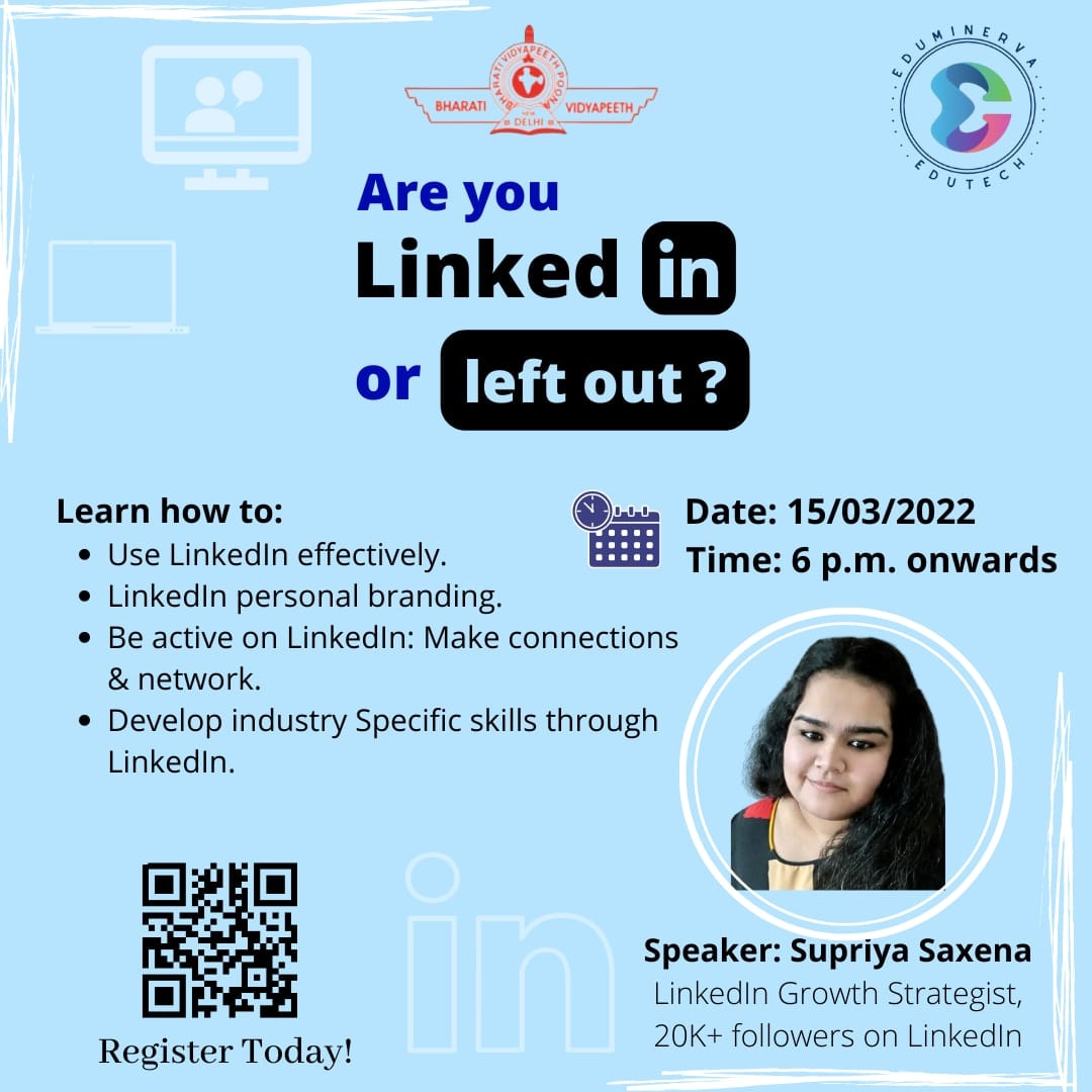 eduminerva's tweet photo. ✨We at EduTech, the technical subchapter of EduMinerva, BVCOE, New Delhi, bring you all a workshop on a very famous and important platform for professionals, LinkedIn✨

Date📅 : 15th March 2022
Time 🕓: 6 pm onwards
Link 🔗 : https://t.co/9Ojw3yLq93

📞 Srishti: 8222007711 https://t.co/DE6xZL8rlm
