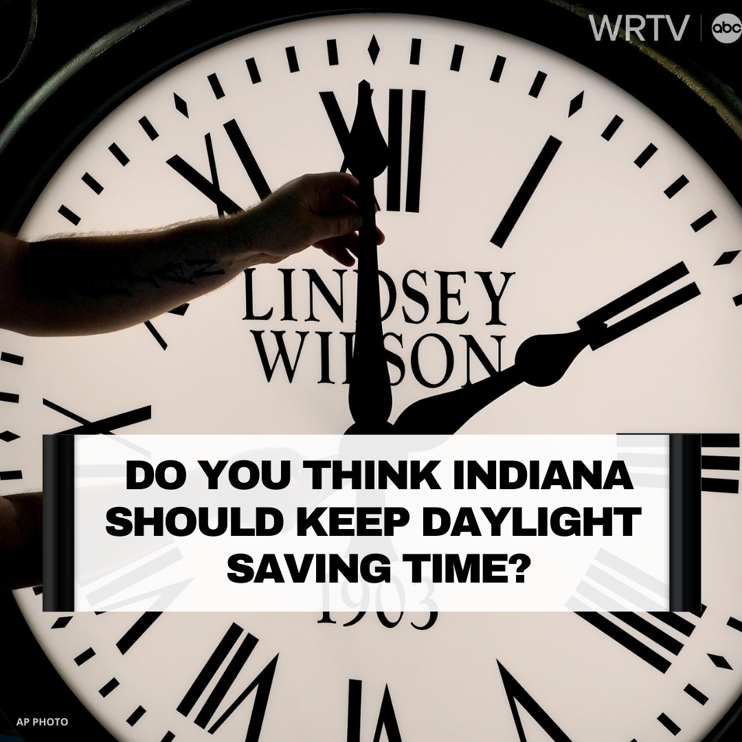 wrtv's tweet photo. You just lost an hour of sleep, but we'll have more daylight this evening. What are your thoughts on daylight saving time in Indiana? https://t.co/6MvPLULvYL