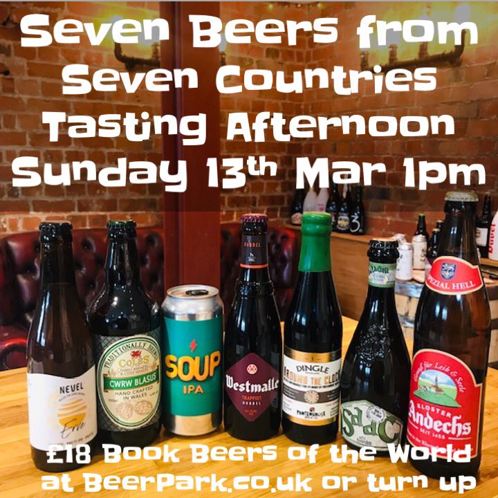 Tasting event today. Starting with an Andechs Hell, the fantastic Isaac wheat beer from Baladin south of Milan, a Trappist dubbel, home for a Cwrw Blasus, south for a lovely IPA from Barcelona’s Garage. Finishing with a bretted IPA from the Netherlands and a ba impy stout.