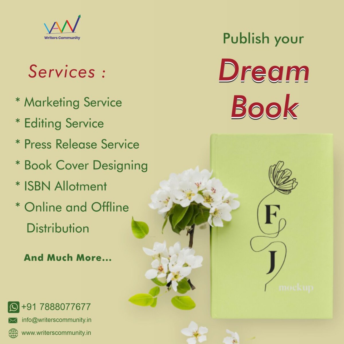 'Publish your Dream Book with this Services: ＊ Marketing Service ＊ Editing Service ＊ Press Release Service ＊ Book Cover Designing ＊ ISBN Allotment ＊Online and Offline Distribution' ⠀ Publish your Book with writerscommunity.in #Authors #WritersCommunity #SelfPublishing