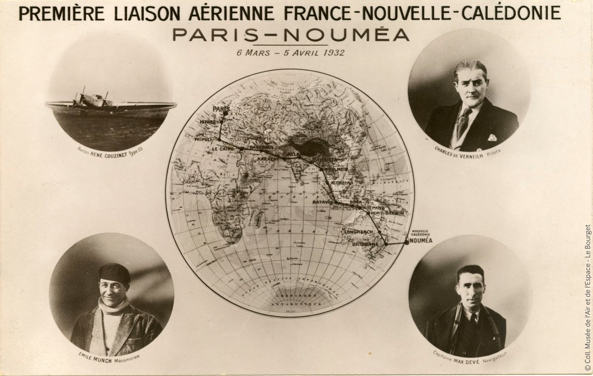 #CeJourLà #OnThisDay 13 mars 1932. Parti du #Bourget une semaine plutôt, le Couzinet 33 Biarritz de Charles de Verneilh, Max Devé et Émile Munch poursuit sa route en direction de la Nouvelle-Calédonie au cours de la 4e étape du raid Paris-Nouméa, entre Le Caire et Bassorah (Irak)