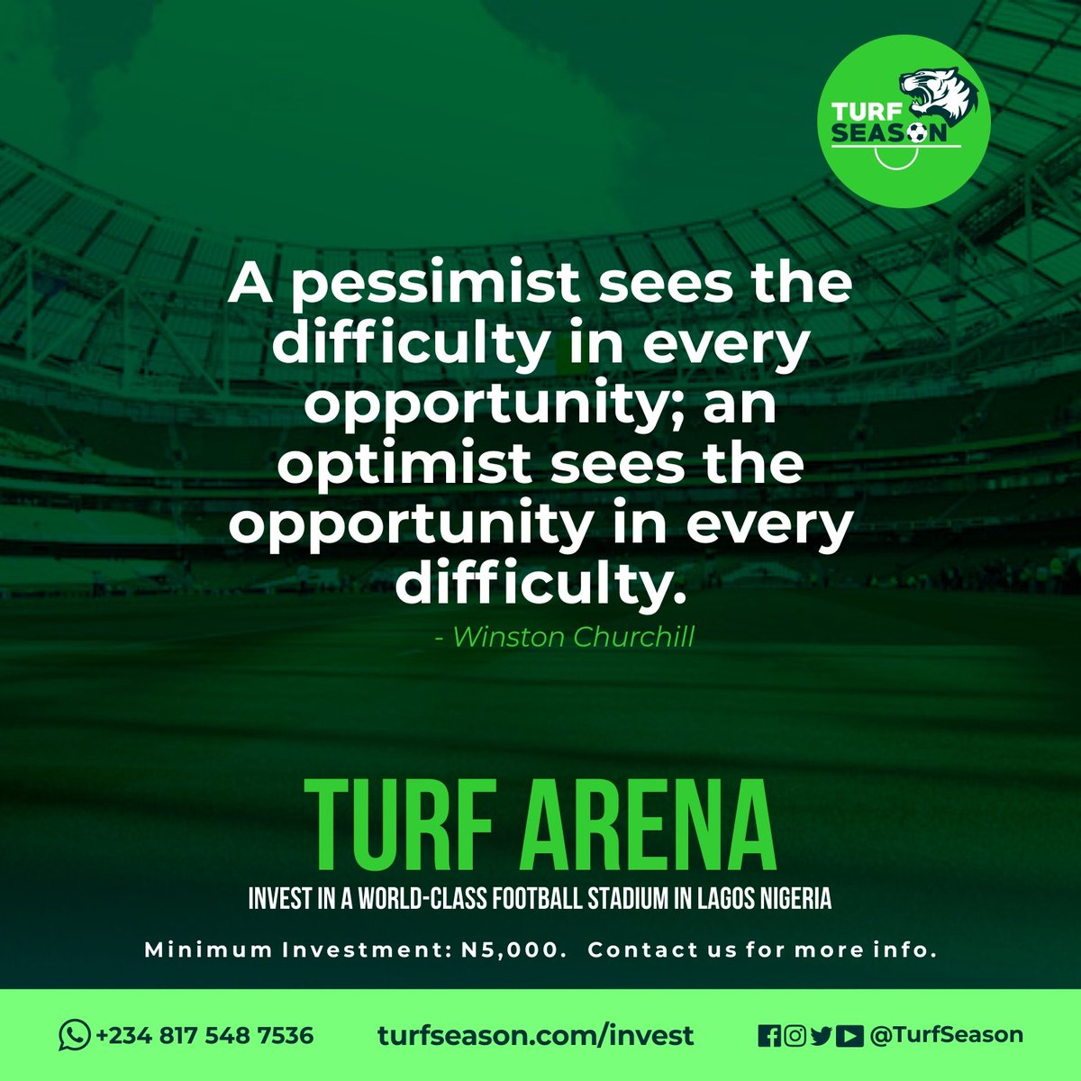 Invest today in #TurfArena.

More details at turfseason.com/invest

#footballstadium #crowdfunding #crowdinvesting #realestateinvesting