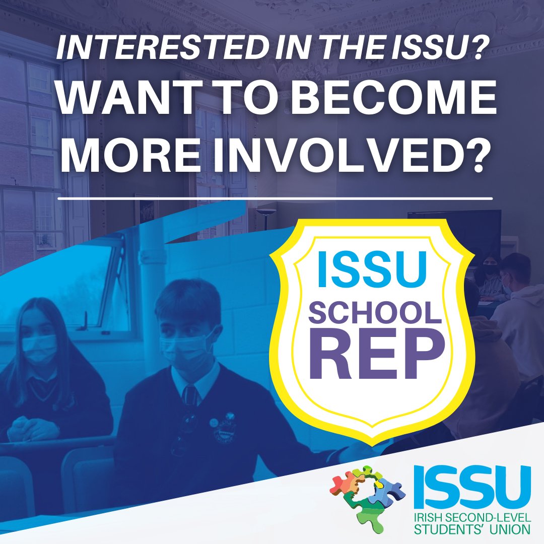 issu4u's tweet image. Want to become more involved in the ISSU? 
Become your school's ISSU School Rep! 

Be the link between the ISSU &amp;amp; your student council.  Ensuring students are kept up-to-date as active members of the ISSU. 

Check out more info here: 🔗issu.ie/school-rep-res… 

#ISSU4U #SchoolRep
