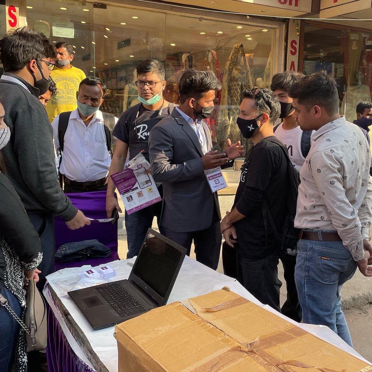 PurpleToko's tweet photo. Purple Toko team explaining retailers about Purple Toko! 

Purple Toko is a shopping app where you can buy directly from local stores listed marketwise!!💜

DOWNLOAD THE APP NOW!

Download from play store:
https://t.co/Ow4ef37VtW

website: https://t.co/PYFpmq79Vw

#purpletoko https://t.co/PyUeBHuwHS