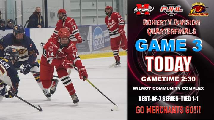 It's a Playoff Game Day! The Merchants travel to New Hamburg for Game 3. Puck Drops at 230pm