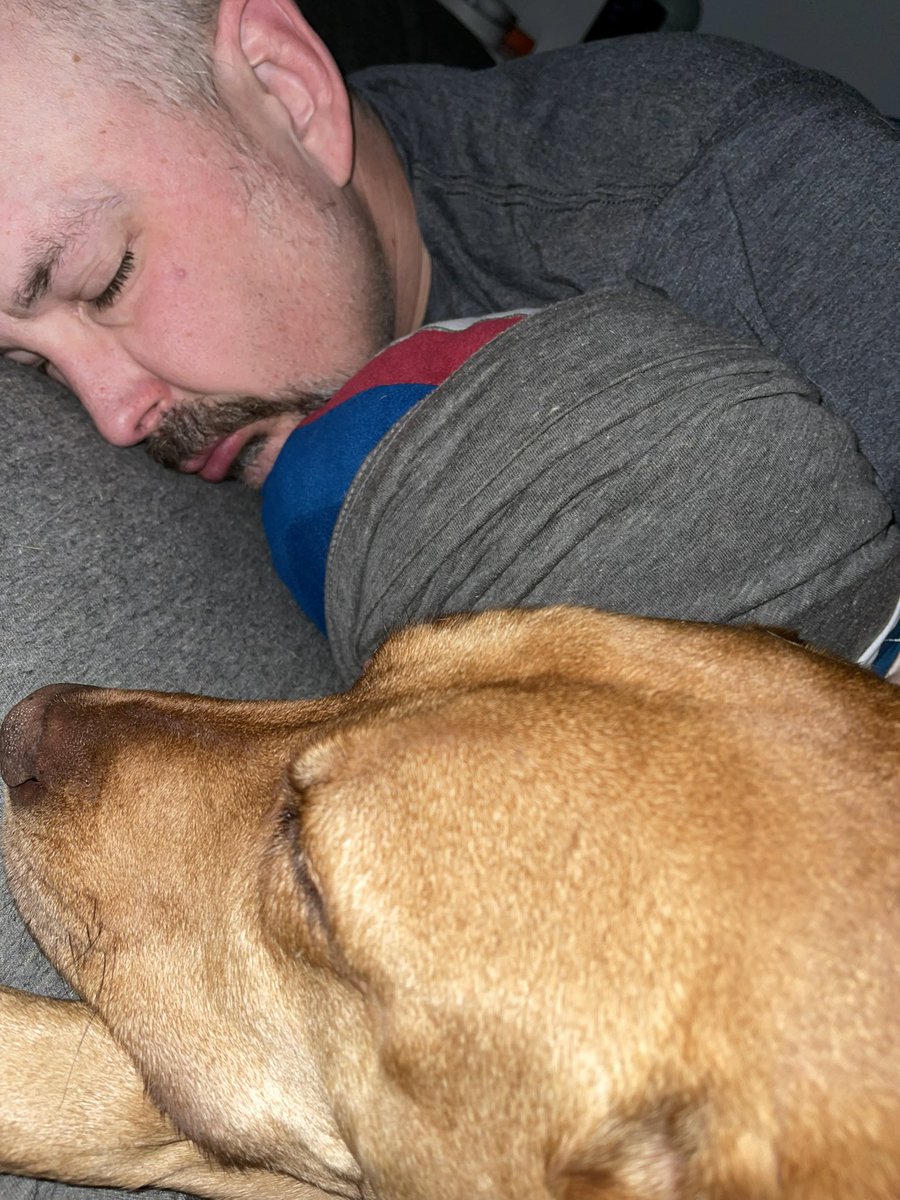 FourthRoomKelly's tweet image. Looks like @FourthRoomTV will not be streaming this morning. Long run yesterday, time change, snuggly puppy…he’s sleepy.