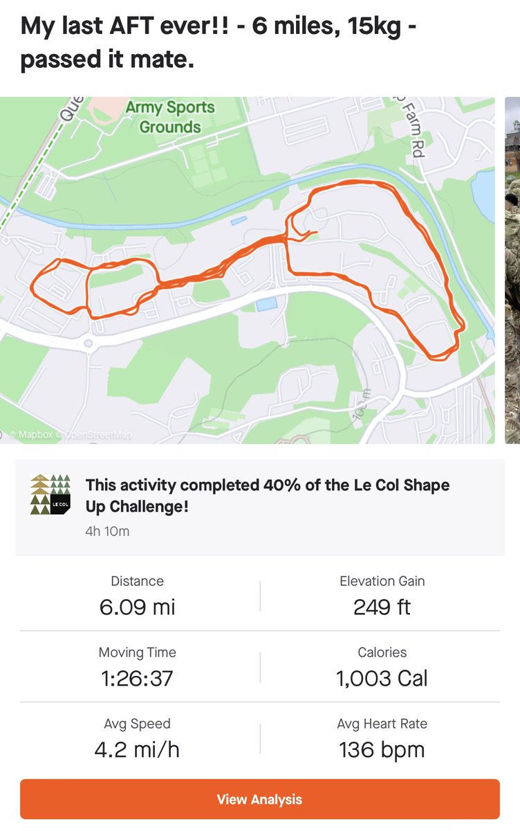 The final AFT of my career. Nice 6 miles to finish off. Well done the PTIs from 151 Regt, well conducted and thoroughly enjoyable. Look forward to progressing on to the RFT in April. 
#WeAreTheRLC #Fitness #ArmyFit <a href="/RLCCorpsSM/">RLC Corps Sergeant Major</a> @CO151Regt