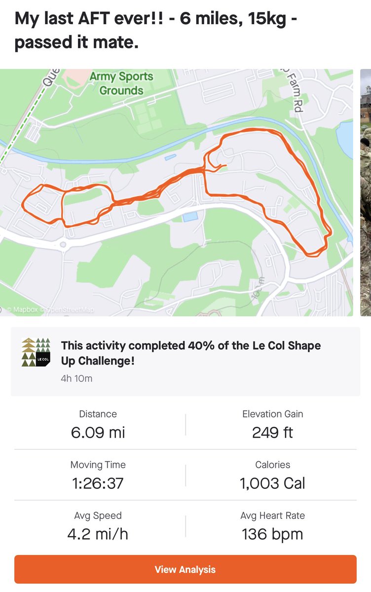 The final AFT of my career. Nice 6 miles to finish off. Well done the PTIs from 151 Regt, well conducted and thoroughly enjoyable. Look forward to progressing on to the RFT in April. 
#WeAreTheRLC #Fitness #ArmyFit @RLCCorpsSM @CO151Regt