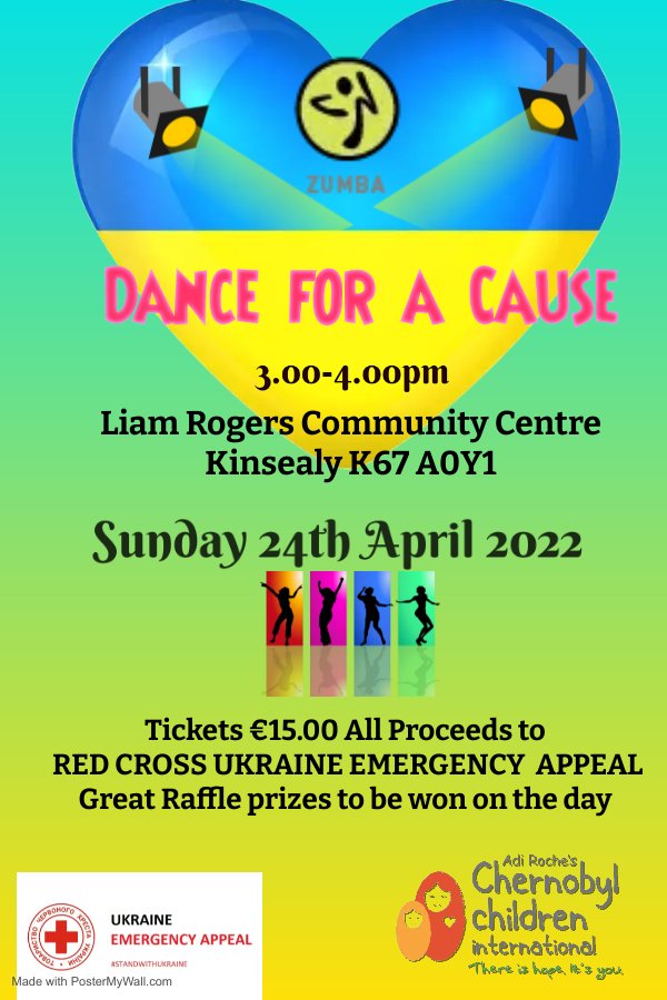 dublin_cci's tweet photo. Come join Zumba with Gill and dance for a cause to raise funds for the Red Cross Ukraine Emergency appeal.  
Where  : Fingal Liam Rogers Community Centre
When : Sunday 24th April 2022 3.00p- 4.00pm
https://t.co/dCZrAsUfdT

#Zumba #fundraising #Ukraine https://t.co/0UldVXJKQ3