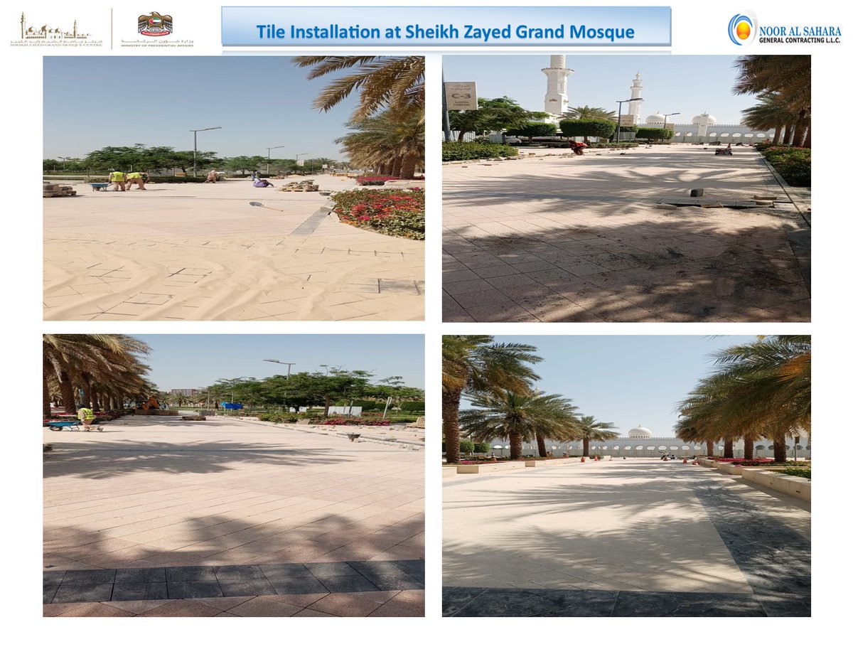 NoorContracting's tweet photo. As part of our project with Sheikh Zayed Grand Mosque, NAS team carries out tile works that include compacting of the tiles and grouting for an area covering around 8,592 square meters.
All the best team, keep up the great work!
#AbuDhabi #tileworks #Construction #grandmosque https://t.co/DKXuLKzU55