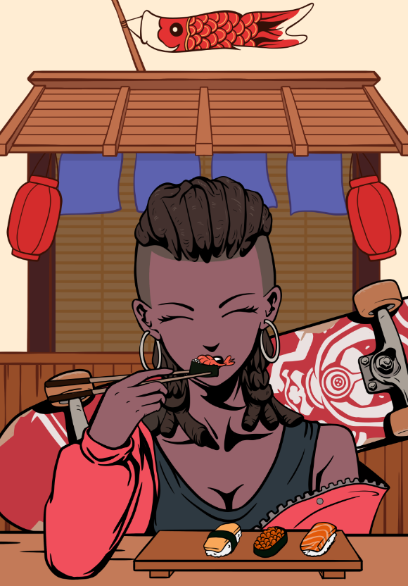 Fzuki_NFT's tweet photo. #NFTGiveaway #FreeNFT 
When skate girls are into Omakase.

“Yummy Yummy”

Raffle away *20 lucky fans*(Free airdrop of Fzuki NFT) that sit along with her.

1. Follow @Fzuki_NFT 
2. Like&amp;RT
3. Comment ETH address

#NFT #NFTCollection #NFTs #NFTCommunity #NFTdrop #NFTProject #Azuki https://t.co/VXg9Jj1VIc