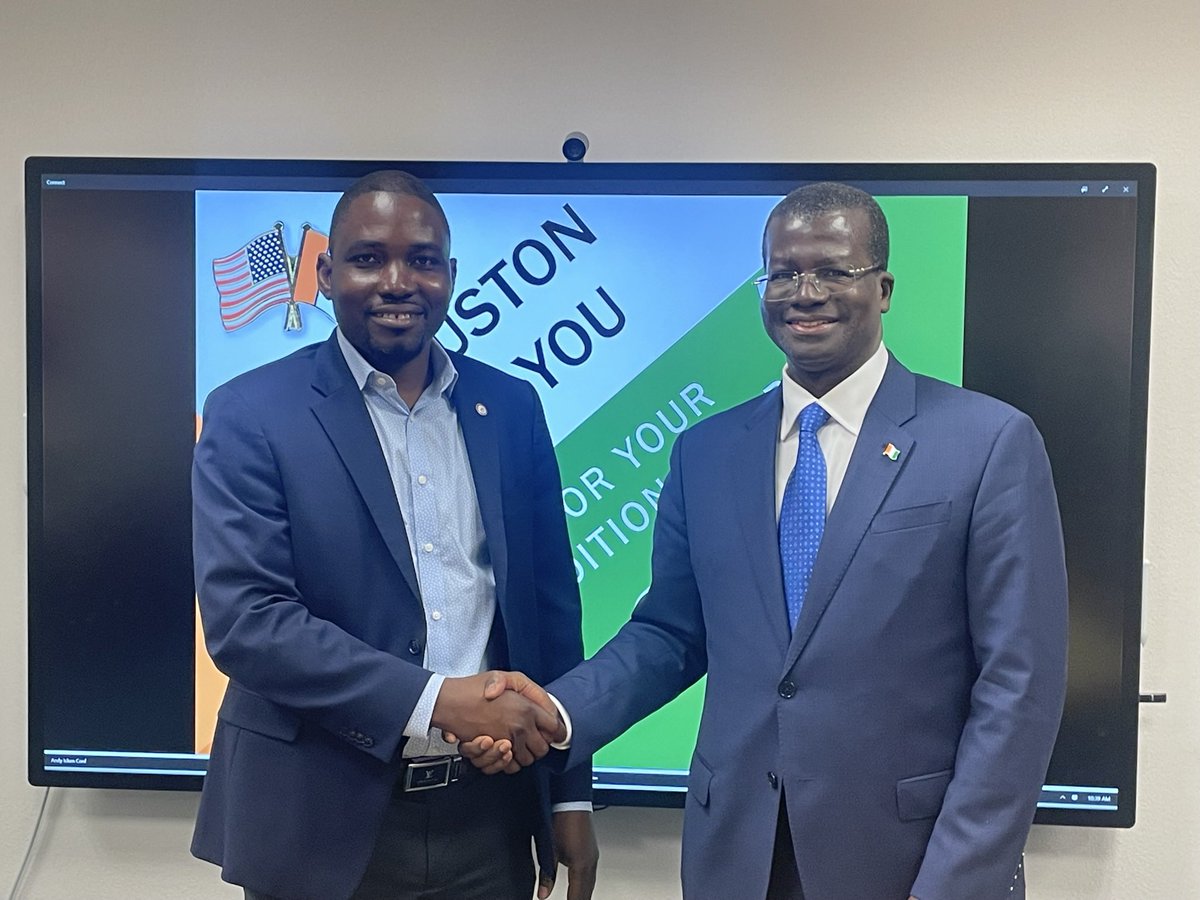 GanamePosso's tweet photo. Une rencontre très fructueuse a eu lieu le Jeudi passé à la mairie de Houston avec S.E.M Thomas CAMARA, Ministre des Mines, du Pétrole et de l’Energie de la Côte d’Ivoire. https://t.co/HJKGX3RYOx