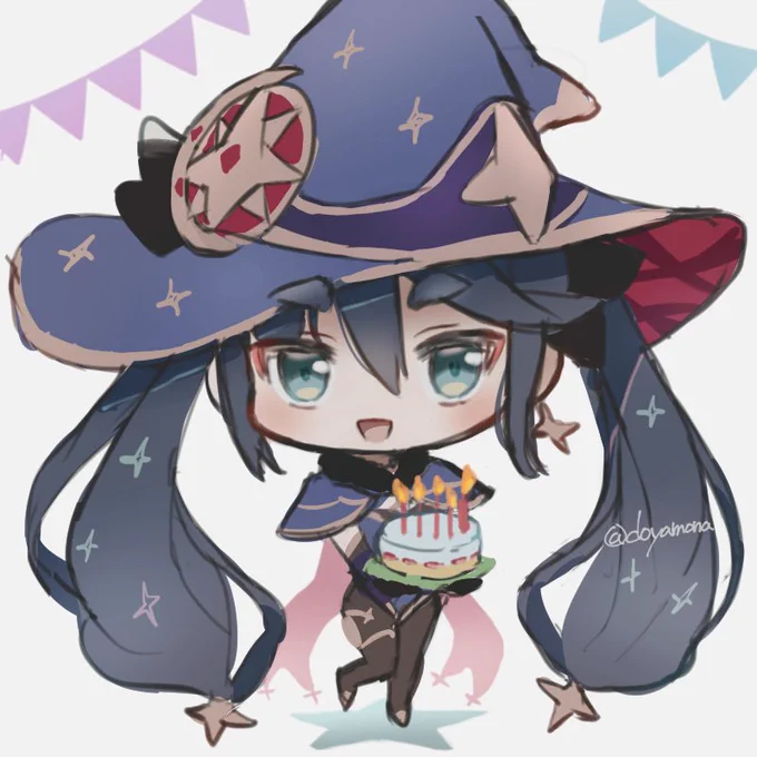 #原神 #mona #GenshinImpact 
誕生日お祝いモナちゃん🎂 