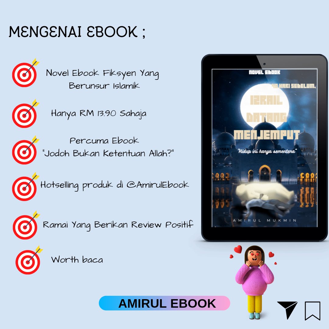 AmirulEbook's tweet photo. Harga ebook ini pun murah je. Hanya RM 13.90 dan sekarang ni ada promosi.

Sesiapa yang belum dapatkan ebook "Jodoh Bukan Ketentuan Allah?" boleh claim secara percuma

Dan jika anda dah pernah beli, anda akan dapat potongan harga. Daripada RM 13.90 jadi RM 9.90 je 🥰✨ https://t.co/q4F9kvWjbi