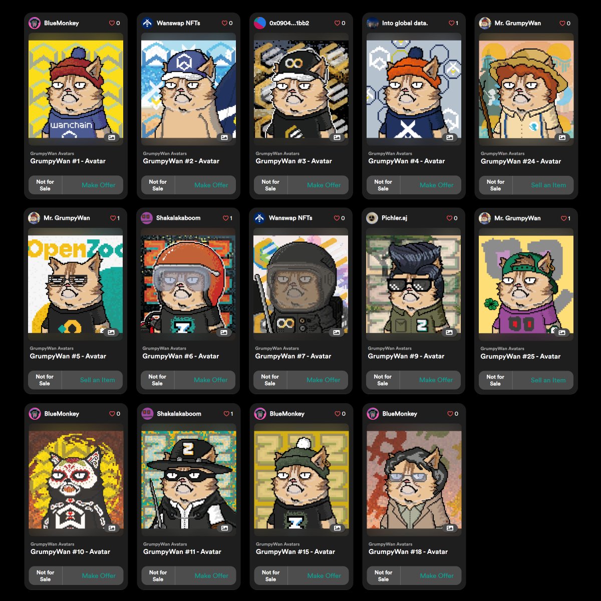MrGrumpywan's tweet photo. All initial buyers already received their #GrumpyWan avatars! Many more to be minted!

Want one?

Check them at:
Main collection:
https://t.co/Y6fsWIdCj5
Avatars : https://t.co/2LQIMi9xhH

Moonriver's Huckleberry and Zoo Smileyx Grumpys are on sale untill the end of the weekend! https://t.co/6lnuNuCCi7