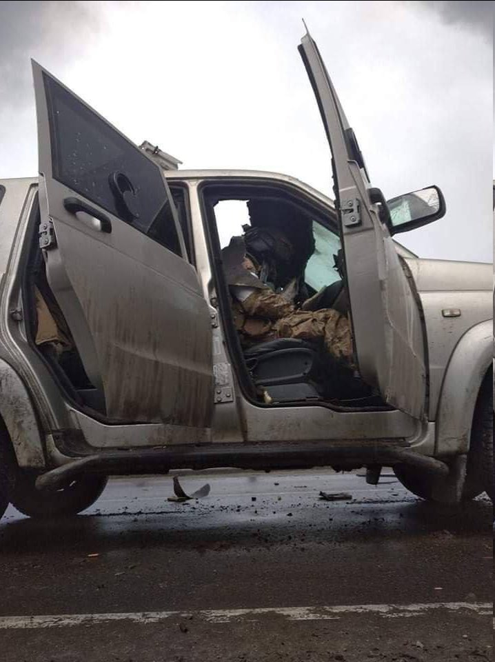 PolymarketIntel's tweet photo. #Ukraine: A Chechen Special Forces (Kadyrovtsy) recce unit was ambushed by Ukrainian Forces, losing an armoured 4x4, a heavily customised AK-103 with M21 red dot, and a rare GM-94 grenade launcher. https://t.co/msnEMYVeOD