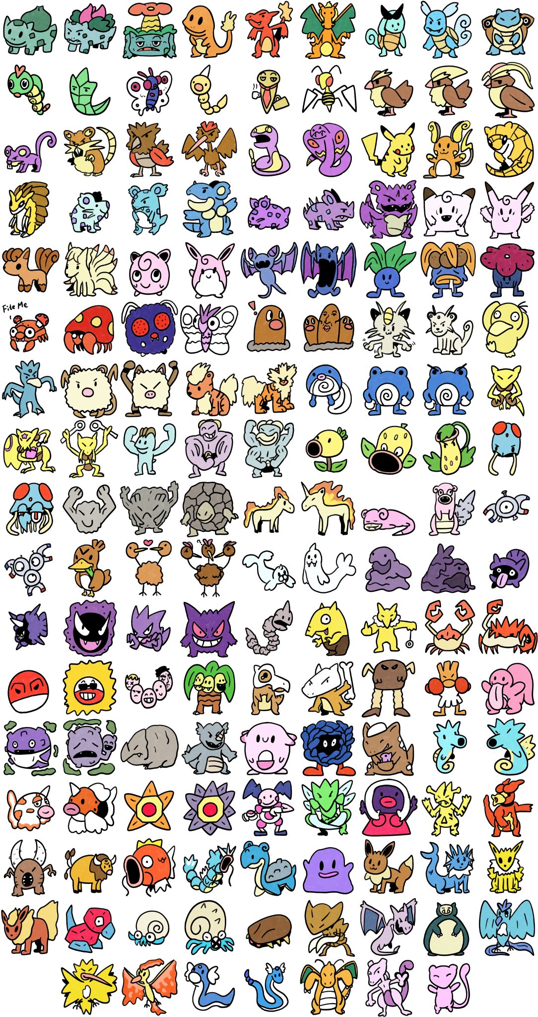 All 151 Kanto Pokémon Are Together, Each Drawn by a Different