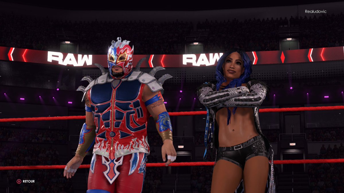 realudovic's tweet photo. #LuchaBoss @gloat & @SashaBanksWWE on #WWE2K22 ❤️🙌🏼🔥 https://t.co/zihGmpROKt