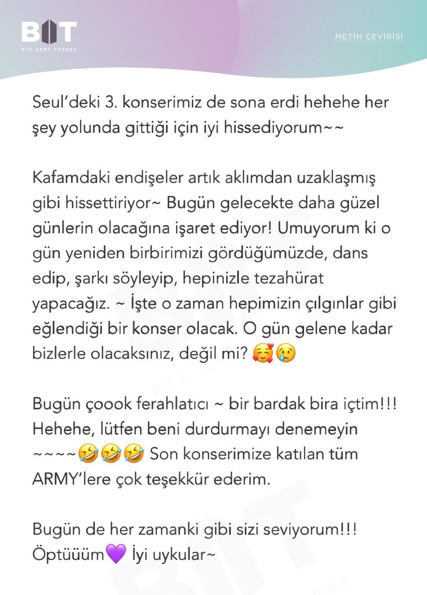 [220313] <a href="/BTS_twt/">방탄소년단</a> #jhope Weverse Güncellemesi 

3. gün sloganı: Çünkü geçmişteki soğuk kış bittiğinde, bir bahar günü yeniden buluşacağız.

cr. btstranslation7