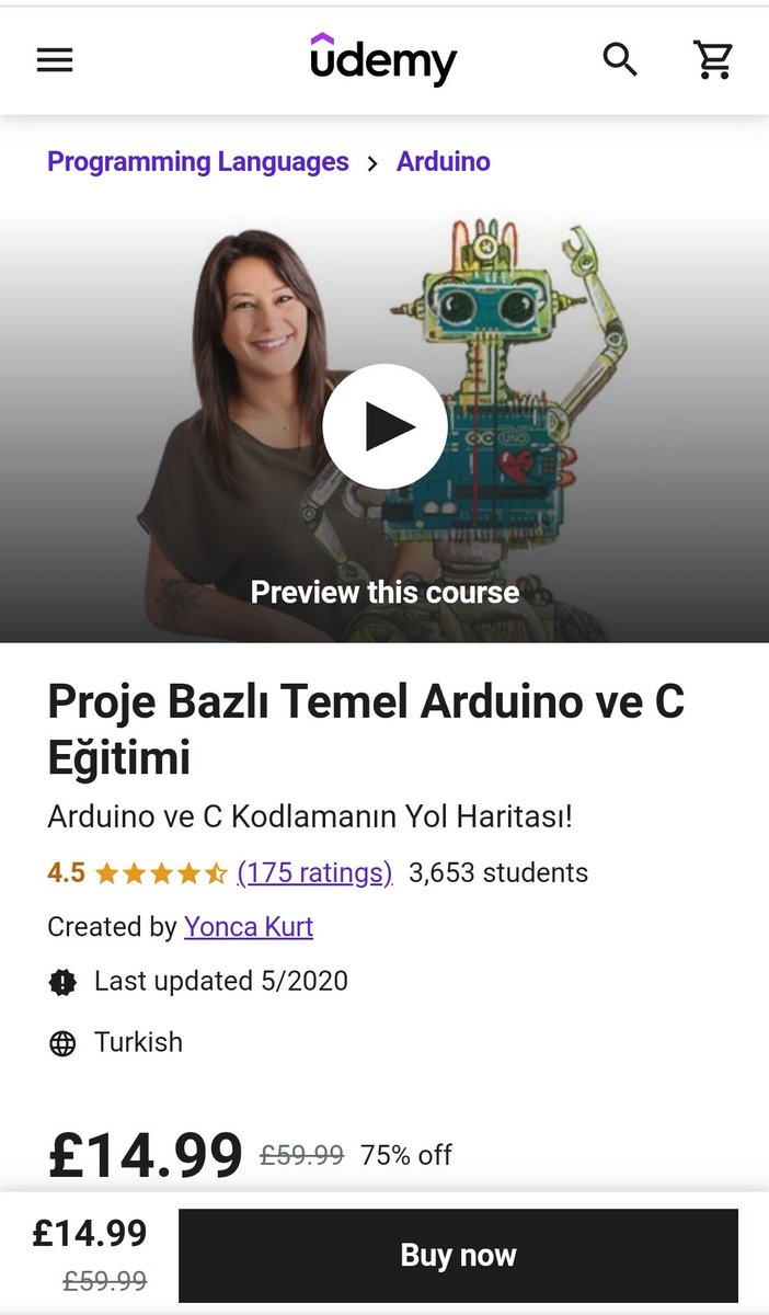 Yarın Türkiye saatiyle 17.00'de <a href="/techstudylondon/">Tech Study London</a> hesabından #udemy #Arduino eğitimimin 1 aylık ücretsiz kullanım kuponu yayınlanacak. 
Kısıtlı sayıdaki kuponları kaçırmamak için takibe alın 👉 <a href="/techstudylondon/">Tech Study London</a> 

#couponcode #coupon #yoncakurt #coding