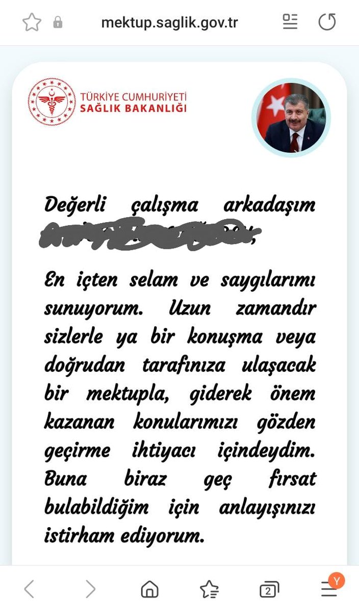 redsonyaq's tweet photo. Fahrettin başkan bana ve tüm sağlıkçılara mektup atmış..
İlginçç 🤔 https://t.co/XuOWceXmnM