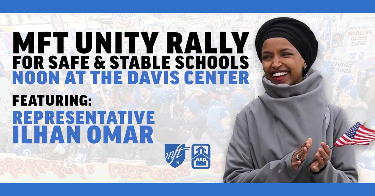 *TOMORROW* Join Minneapolis educators, students, and families and Representative Ilhan Omar at the Davis Center as we rally for the schools our students and community deserves! info here: facebook.com/events/1184834…