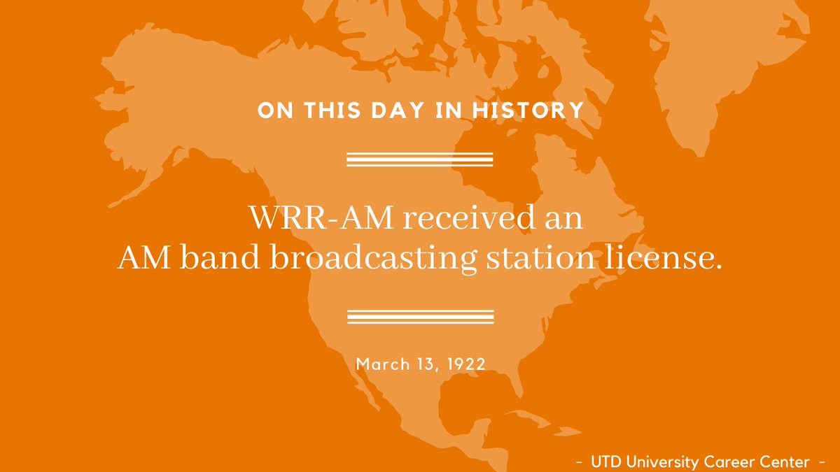On this day <a href="/wrr101/">WRR 101</a> in Dallas TX received their broadcasting station license- they'd been on air since a year prior. It pioneered local airwaves as the first radio station in TX. 

Explore a career in this field and much more and connect with us! See how&gt;&gt; career.utdallas.edu/students/explo…