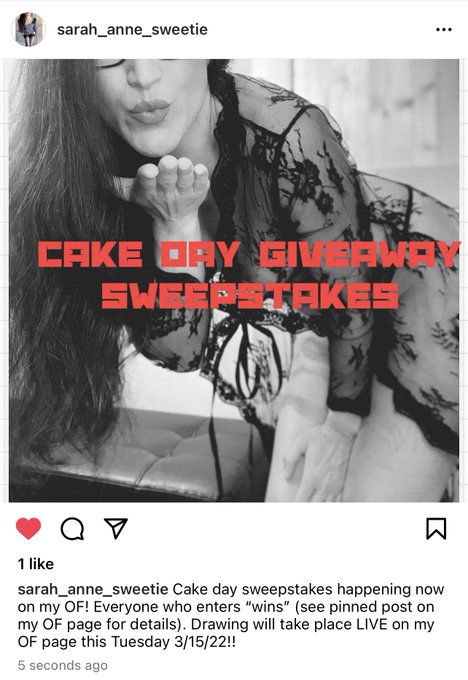 Only a couple more days to enter my cake day giveaway sweepstakes! Drawing will be LIVE on my OnlyFans<a href="/tag/followme"class="tags"><span>#followme</span></a><a href="/tag/sexy"class="tags"><span>#sexy</span></a><a href="/tag/redlipstick"class="tags"><span>#redlipstick</span></a><a href="/tag/foryou"class="tags"><span>#foryou</span></a><a href="/tag/trending"class="tags"><span>#trending</span></a>