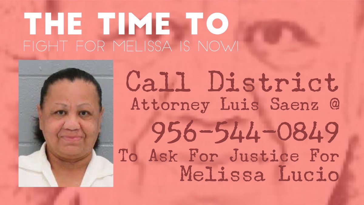 jettica65's tweet photo. Would you like to fight to save an Innocent Woman from Scheduled Execution?
This is something you can do first thing Monday Morning!
Ask for Justice For #MelissaLucio
Stop The Scheduled Execution Of Melissa!
#SaveMelissaLucio
#EndTheDeathPenalty
#NotInMyNameTexas https://t.co/2pp5mhMFgD