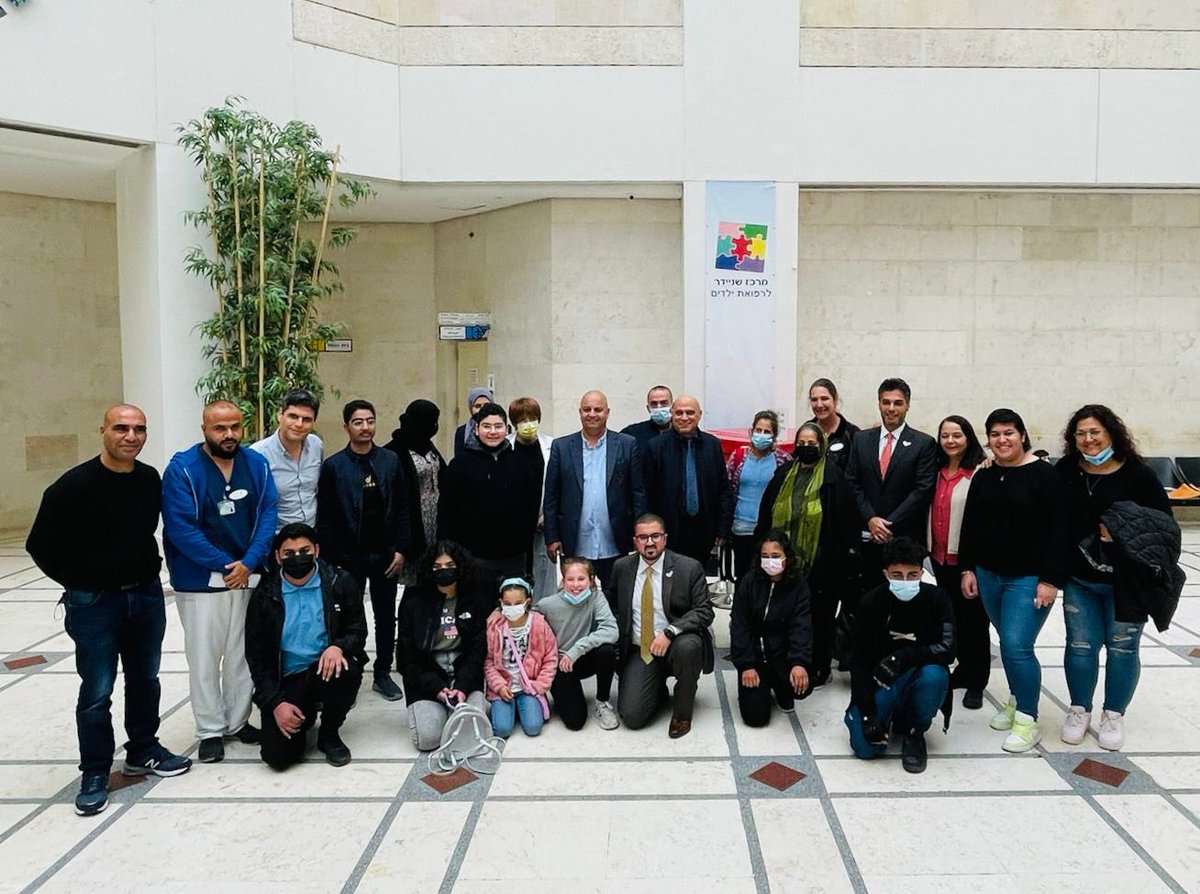 UAEinIsrael's tweet photo. In a few days these children will fly to the UAE. Today @AmbAlKhaja, @Esawifr and the Director of Schneider Hospital @EHarlev celebrated together in making this dream a reality, with help and facilitation from @UAEinIsrael. https://t.co/eEEdwMdOoQ