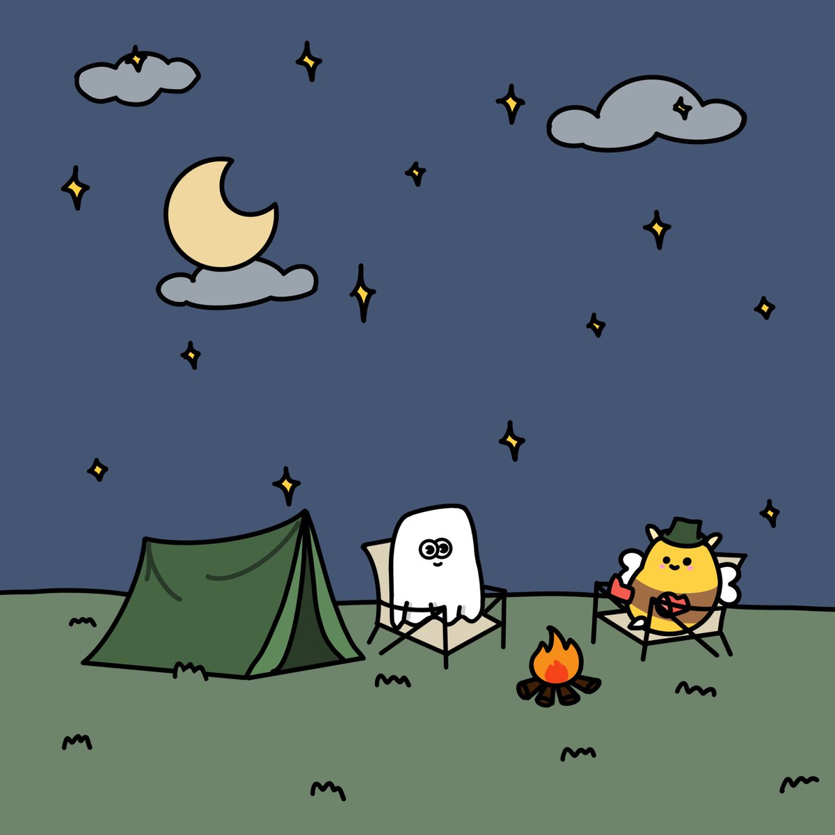 TinyBooies's tweet photo. boo and been enjoying spooky campfire stories @bumblebeenies 🌙 https://t.co/28eDcLr45i