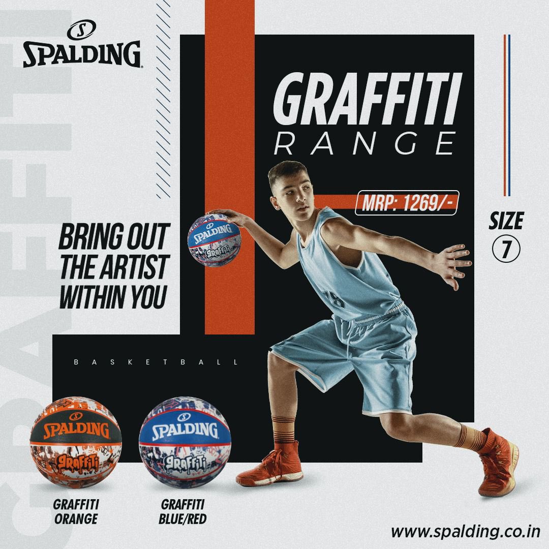 IndiaSpalding's tweet photo. The ultra-durable rubber surface ensures high performance and excellent grip and control while passing. Glide pass your opponents and let each shot end in the basket with our Graffiti range.

#basketball #gameon #spalding #spaldingball #spaldingindia #Fitness #SpaldingBall https://t.co/p7ovcvoulp