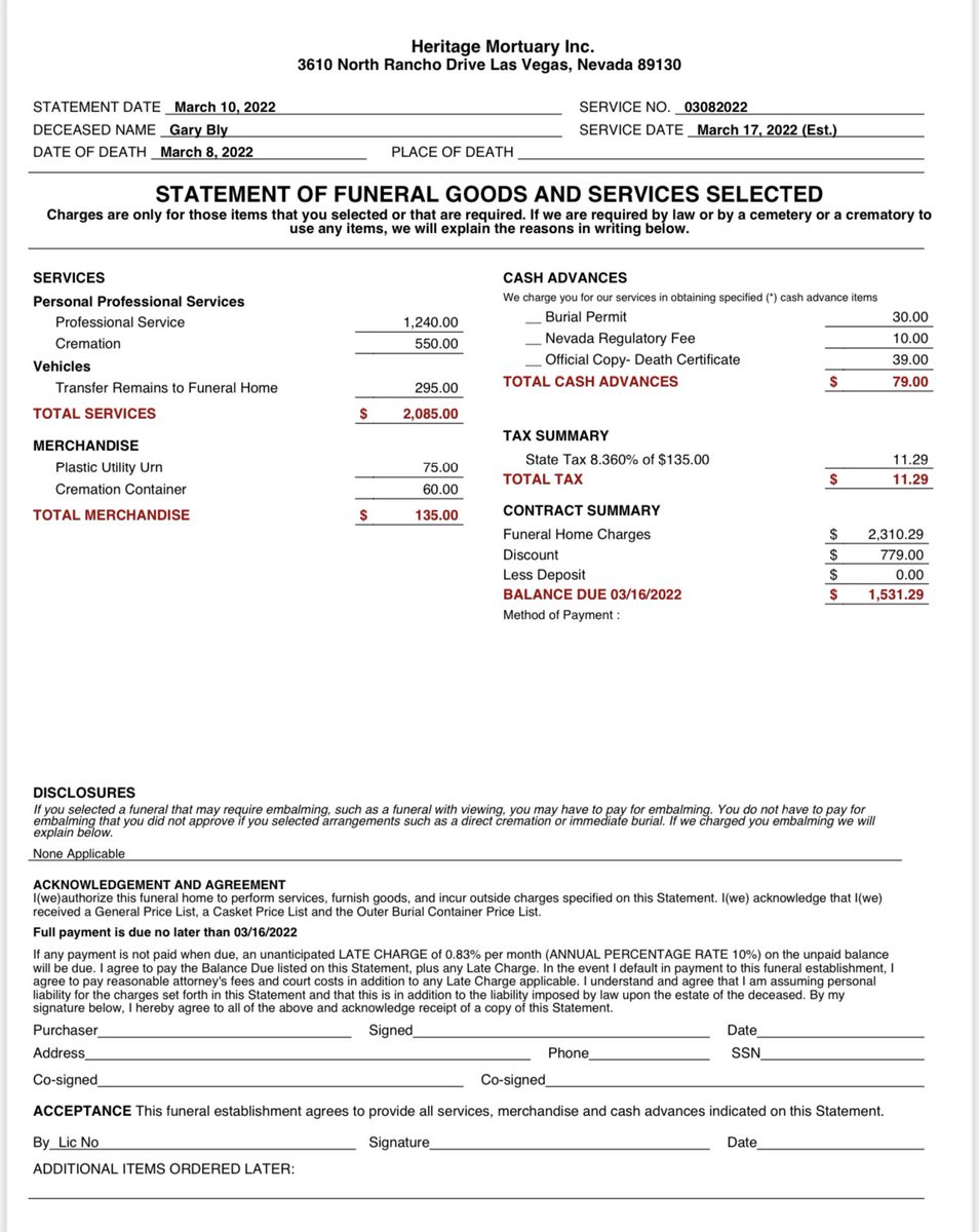 codeofvets's tweet photo. SACRED MISSION
#LasVegas #NV

We got the invoice for the cost of our brother in arms farewell. Army veteran Gary Bly has no family. We are claiming him. It is a sacred honor to do this for him. $1531

https://t.co/0ZyZl4H0Cv https://t.co/UHrddaqAxl