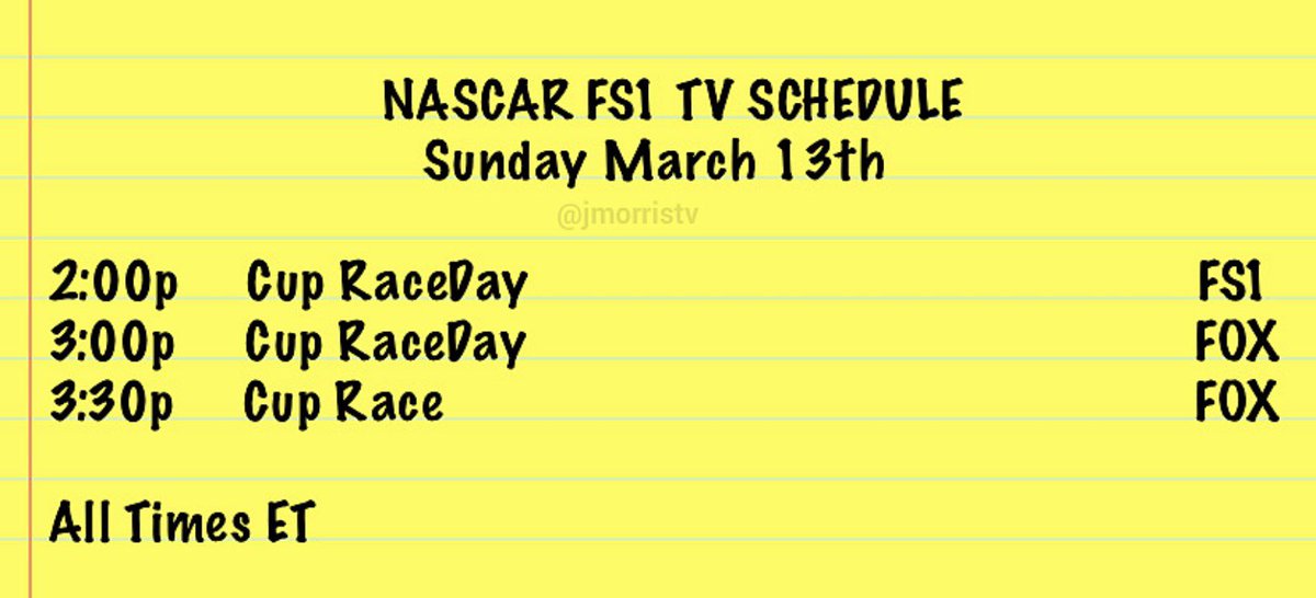JMorrisTV's tweet photo. ICYMI: Live coverage on a Sunday Funday @phoenixraceway rolls at 2p et @FS1 (1p et if you didn’t change your clocks) then flip over to FOX at 3p et (2p et if your clocks are still wrong). #NASCAR 🚗💨🏁🏆🕰🌞🌵🐍 https://t.co/JooOVnyVjV