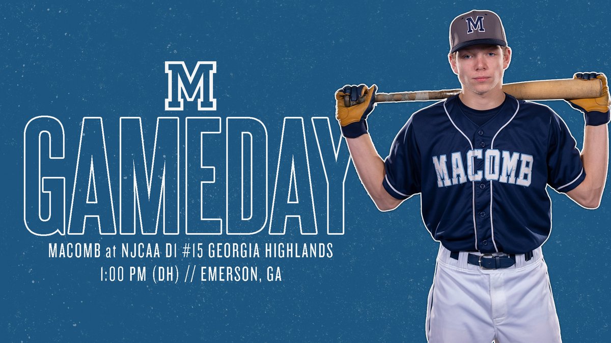 ⚾️𝑮𝑨𝑴𝑬 𝑫𝑨𝒀⚾️

<a href="/MacombBaseball/">Macomb Baseball</a> (1-6) is back in action with a doubleheader at NJCAA D1 #15 Georgia Highlands!

🆚 #15 Georgia Highlands (20-2)
🚌 Emerson, Ga.
🕐 1:00 PM (DH)

#GoMonarchs
#NJCAABaseball